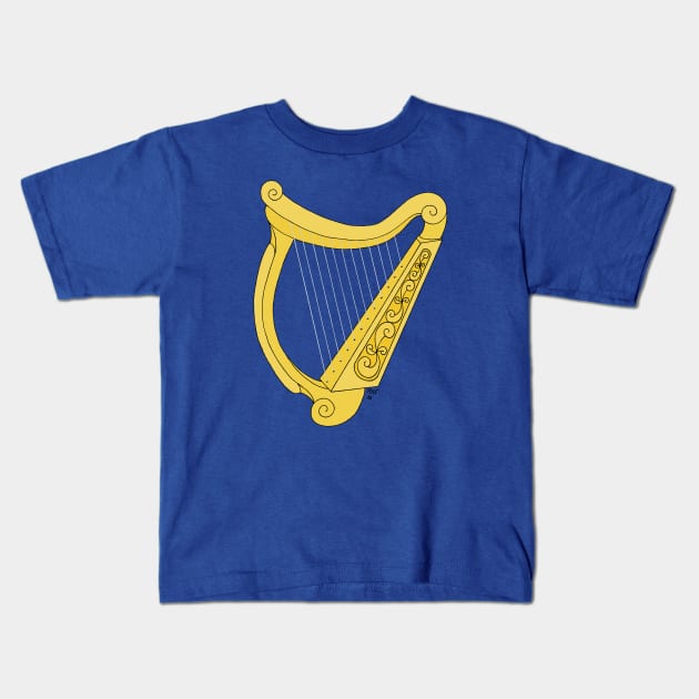 Irish Harp Kids T-Shirt by AzureLionProductions